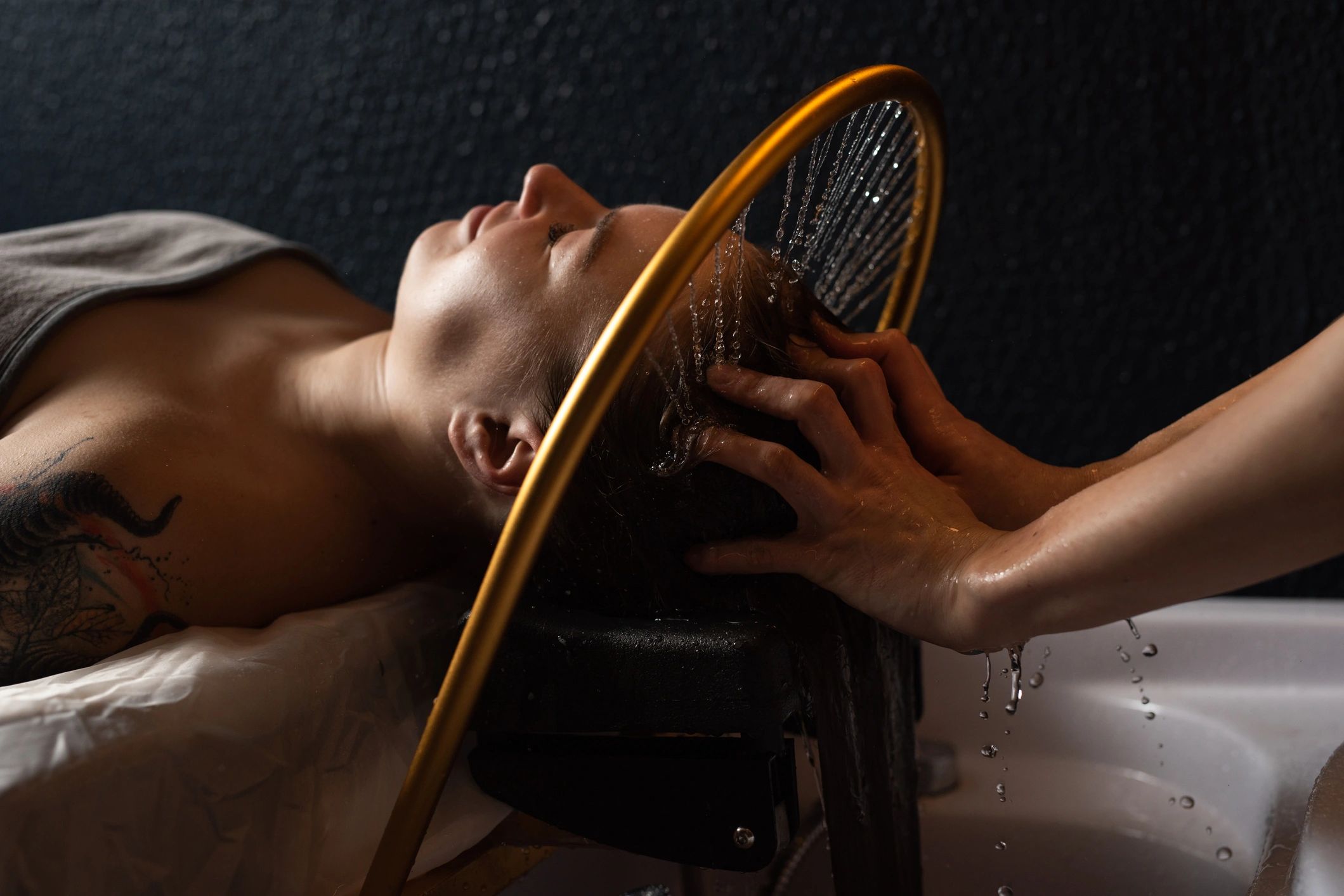 Relaxing head massage in a spa salon